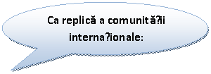 Explicaţie n oval: Ca replică a comunității internaționale:


